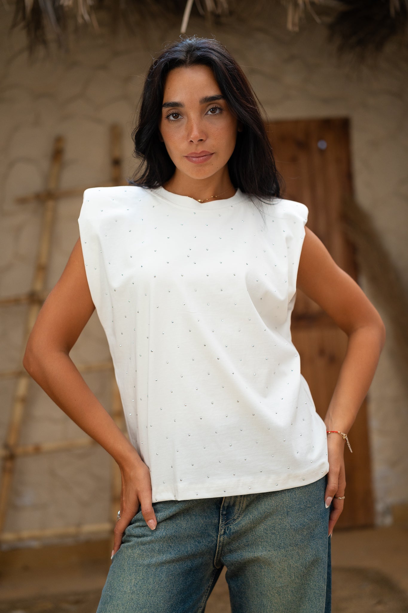 Rhinestone Padded Top  -  Sparkle & Support in Style