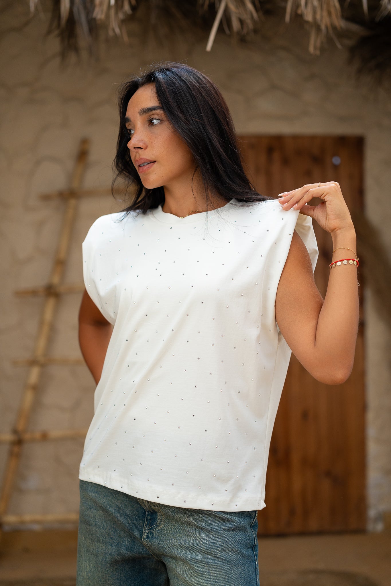 Rhinestone Padded Top  -  Sparkle & Support in Style