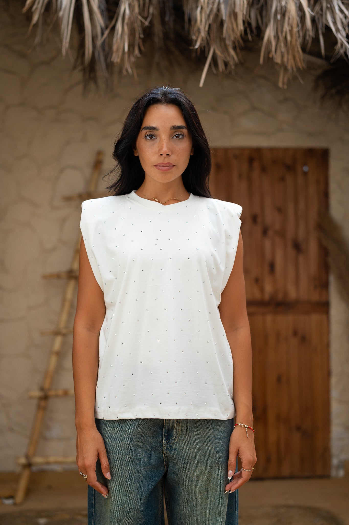 Rhinestone Padded Top  -  Sparkle & Support in Style