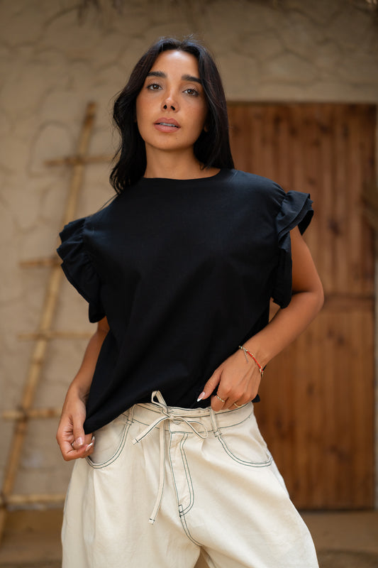 Ruffle Tee  -  Feminine Casual Top