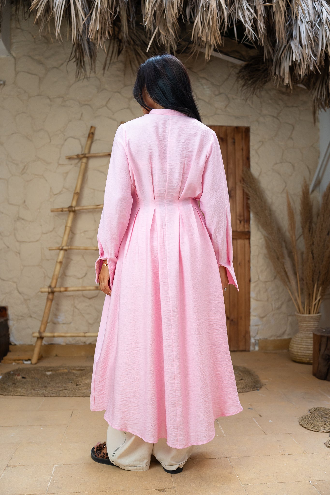 Pleated Long Dress Shirt  -  Elegant Flowing Statement Piece